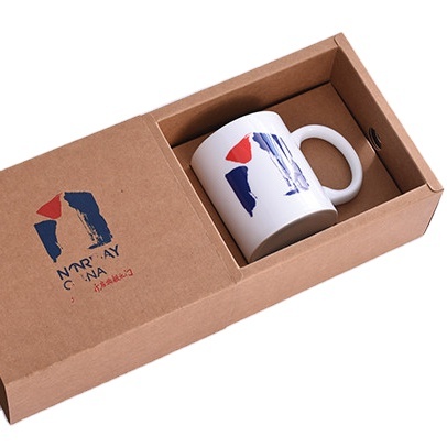 Wholesale Custom Foldable Sliding Rectangle Gift Coffee Mug Packaging Kraft