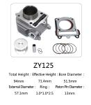 Origin Motorcycle Cylinder Kit , Yamaha Cylinder Kit For ZY125 Yamaha Lingying