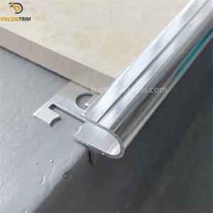 China Silver / Black Bullnose Trim Porcelain Edge Trim Metal Floor Glitter Tile Trim 6065 factory