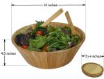 Dishwasher Safe Durable Bamboo Serving Bowl , Wooden Salad Mixing Bowl