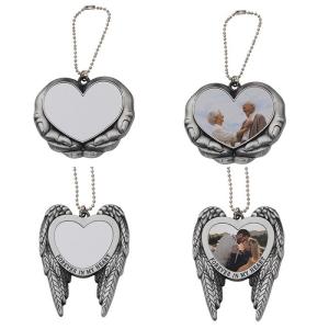 China Sublimation Angel Wing Blank Car Hanging Ornament Pendant Love Heart Shaped Personalized Photo For Home Window DIY factory