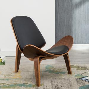 China Leisure Modern Solid Wood Chairs With White / Black Color Leather Seats factory