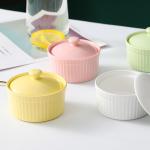 Oven safe Ceramic Creme Brulee Ramekins Bowls With Lid Cake Pudding Ceramic