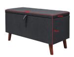 Dark Grey Fabric Storage Ottoman Hidden Foldable Storage Stool