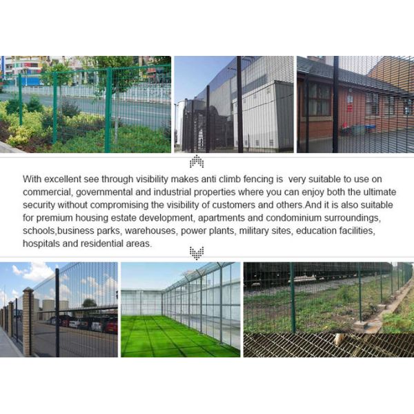 Green Pvc Coated Welded Anti Climb 358 Security Fencing 12.7 * 76.2mm * 4.0mm