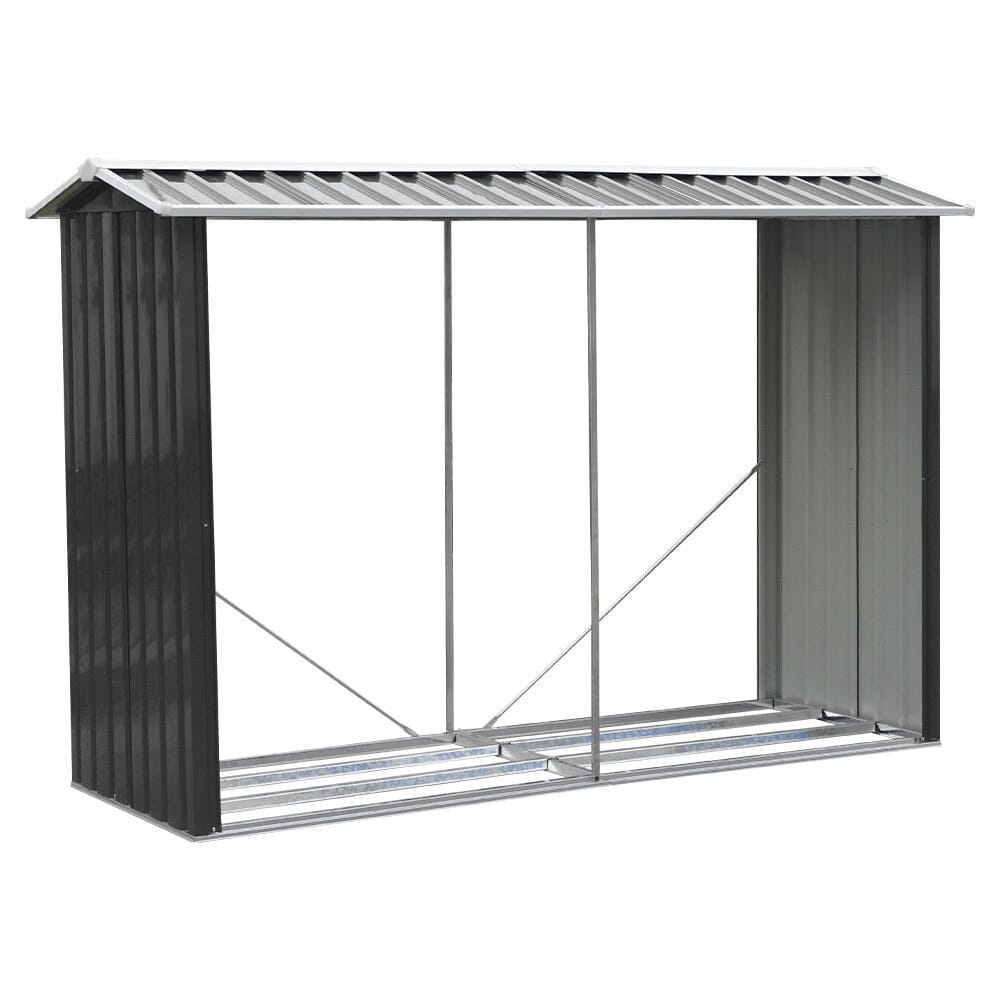 AJUNION Metal Outdoor Firewood Log Rack Shed for Easy Assembly and Garden Storage