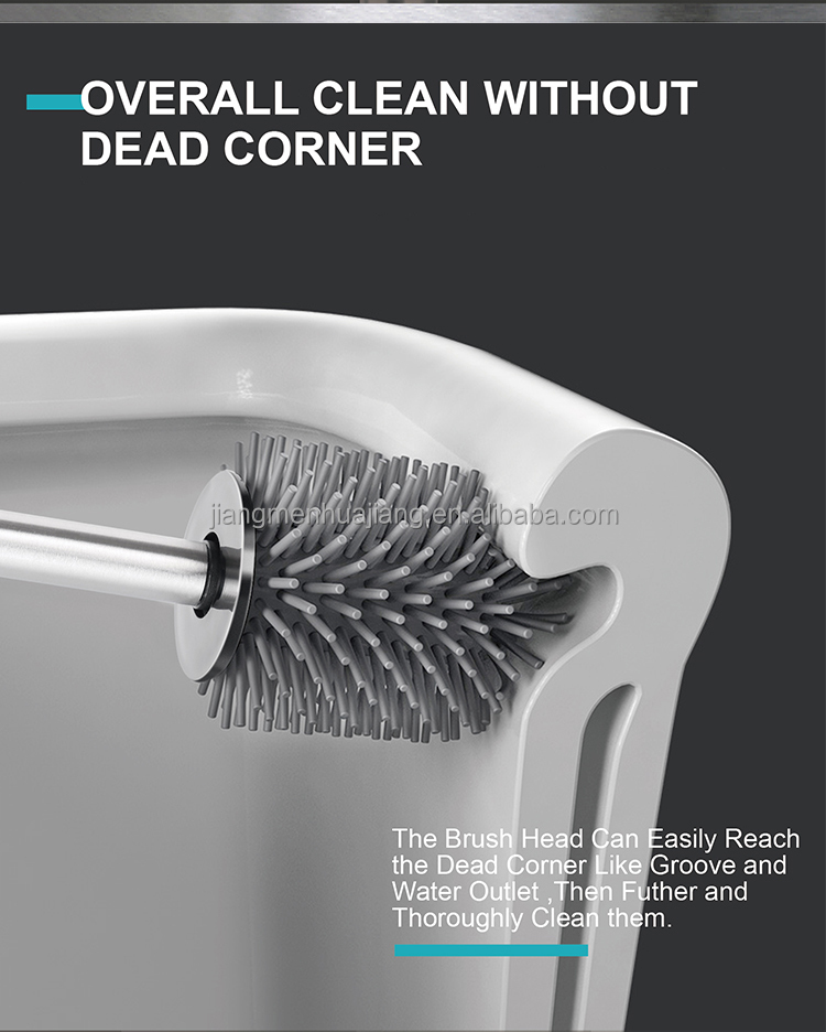 Stainless Steel Anti Finger Print Toilet Brush For Household TPR Bathroom Cleaning