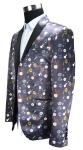 Black Piping Mens Tuxedo Suit Blazer Printed T/R Fabric Anti Wrinkle Breathable