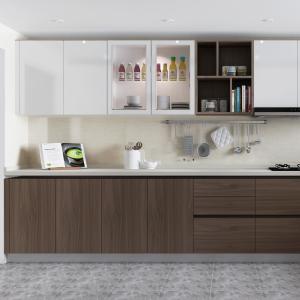 China Wall Mounted White Plywood Kitchen Cabinet with Quartz Countertop Carcass factory