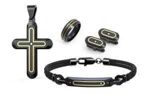China Woven Winding Leather Cross Pendant Bracelet Men Magnetic Snap Clasp Bracelet factory