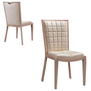 China YLX-8017 Aluminium or Steel Wood Paper Tube with Beige PU Leather Dining Chair factory