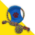 Cotton Rope 3 Piece Dog Frisbee Toy Teddy Puppy Knot Bite Ball
