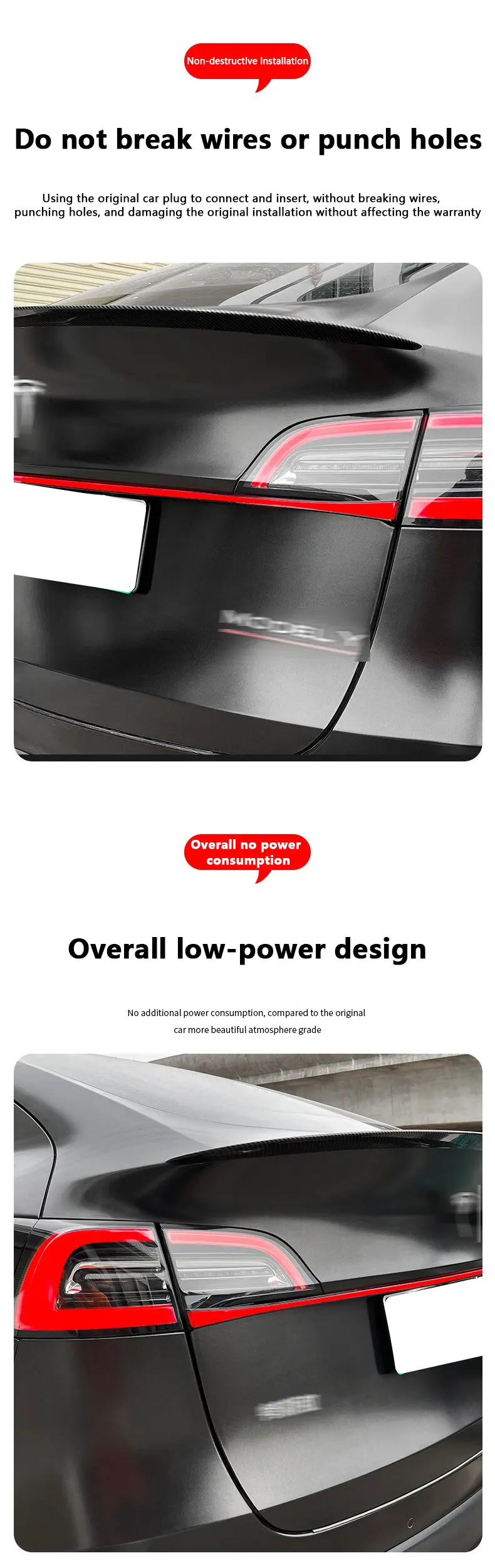 For Tesla Model Y 3 Through Taillight Dynamic Rear Tail Light Strip Upgrade And Modification Decoration M3 Y