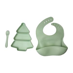 China Baby Silicone Plate And Bib 3 Pcs BPA Free Suction Feeding Set Customized factory