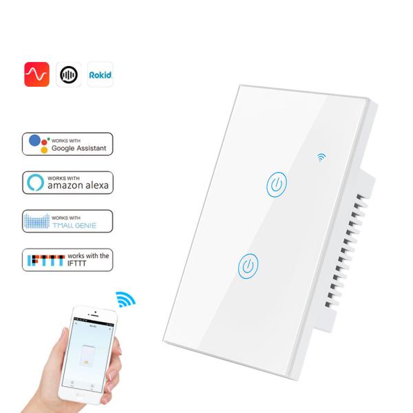 China Dimmable 2A WiFi RF Smart Switch 2gang Smart Light Switch Panel factory