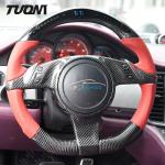 LED Red Leather Porsche Carbon Fiber Steering Wheel Sport Design 350mm
