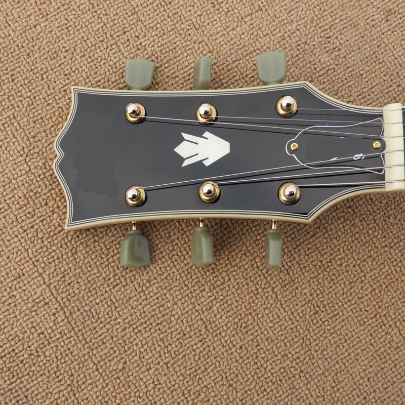 Hollow body electric guitar quilt flame on body top and back ,Natural wood color,gold hardware
