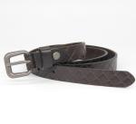 Ladies Genuine Leather Skinny Belt Embossing Fake Braiding Pattern