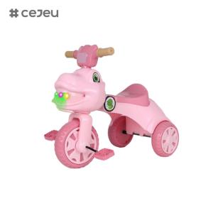 China Dinosaur shaped tricycle for kids, with music, lights, storage box, pink, green, coffee color options factory
