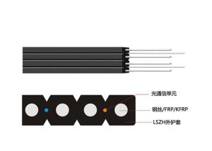 China FTTH Double-fly Indoor Drop Cable FRP/KFRP Strength Member Optical Fiber Cable factory