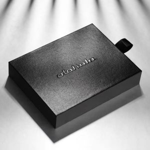 Rectangular Cardboard Exquisite Gift Black Embossing Foil Logo Drawer Box for