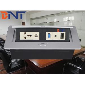 China Silver Color Desktop Pop Up Power Data Socket HDMI Interface Zinc Alloy Panel BD610 factory