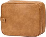 3 In1 Makeup Toiletry Travel Bag Brown Leather Water-Resistant Hanging With