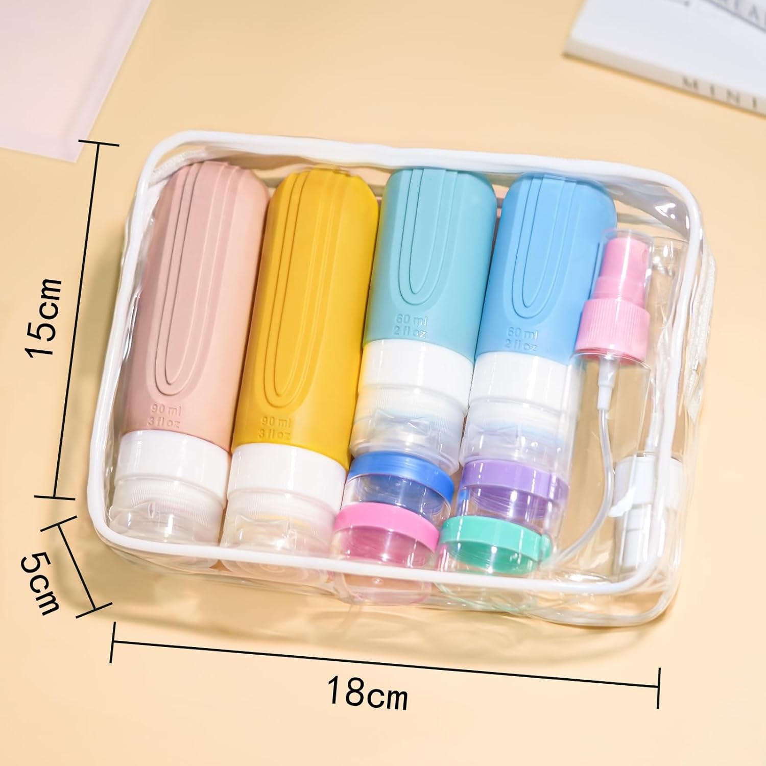 16 Pack Silicone Travel Bottle Set Durable Reusable and Easy to Clean for Hassle-Free Travel and TSA Approval