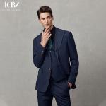 Men's Blue Striped Business Casual Suit American Formal Groom Wedding Dress