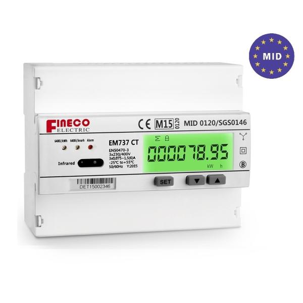 Bi-Directional Energy Meter EM737 CT 3*230/400V 1.5 6 A 7 DIN Modules Smart