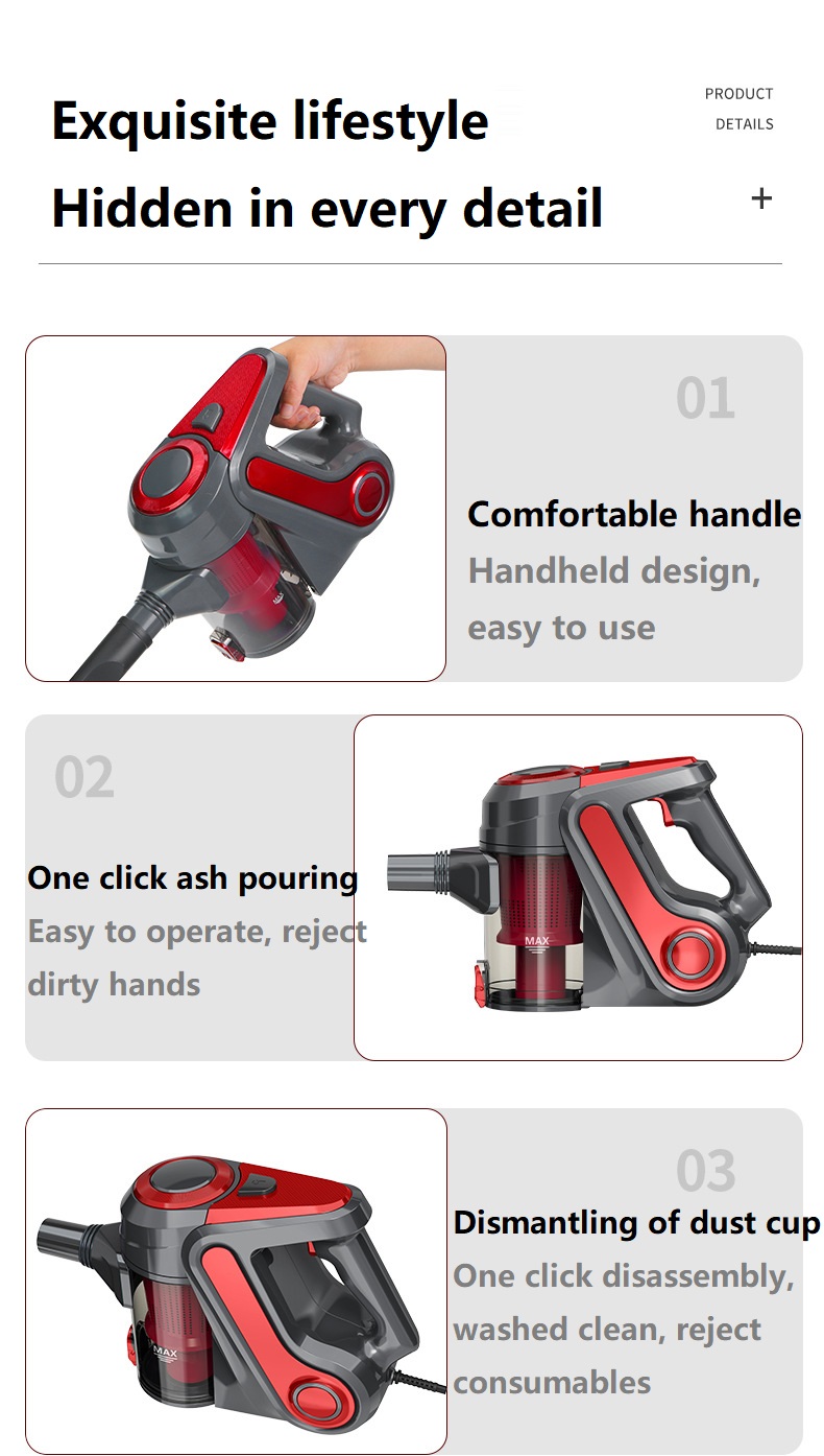 600W 18kpa Wired Stick Corded Portable Electric Household Handheld Vacuum Cleaners for Cleaning