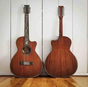 China Custom Handcrafted OO Body Cutaway Acoustic Guitar with 12 Strings Double PRO Pickup factory