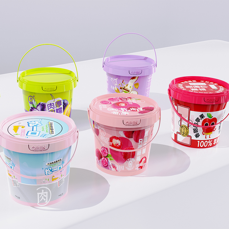 Customized Logo IML Food Packaging Bucket for Peanut Butter Sauces and Cotton Candy