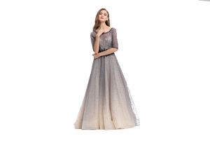 China Black Lace Evening Dresses , Slim Ladies Cocktail Half Sleeve Evening Dresses factory