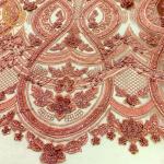 Embroidery Pink 3D Beaded Fabric Sequin Lace For Women Dress