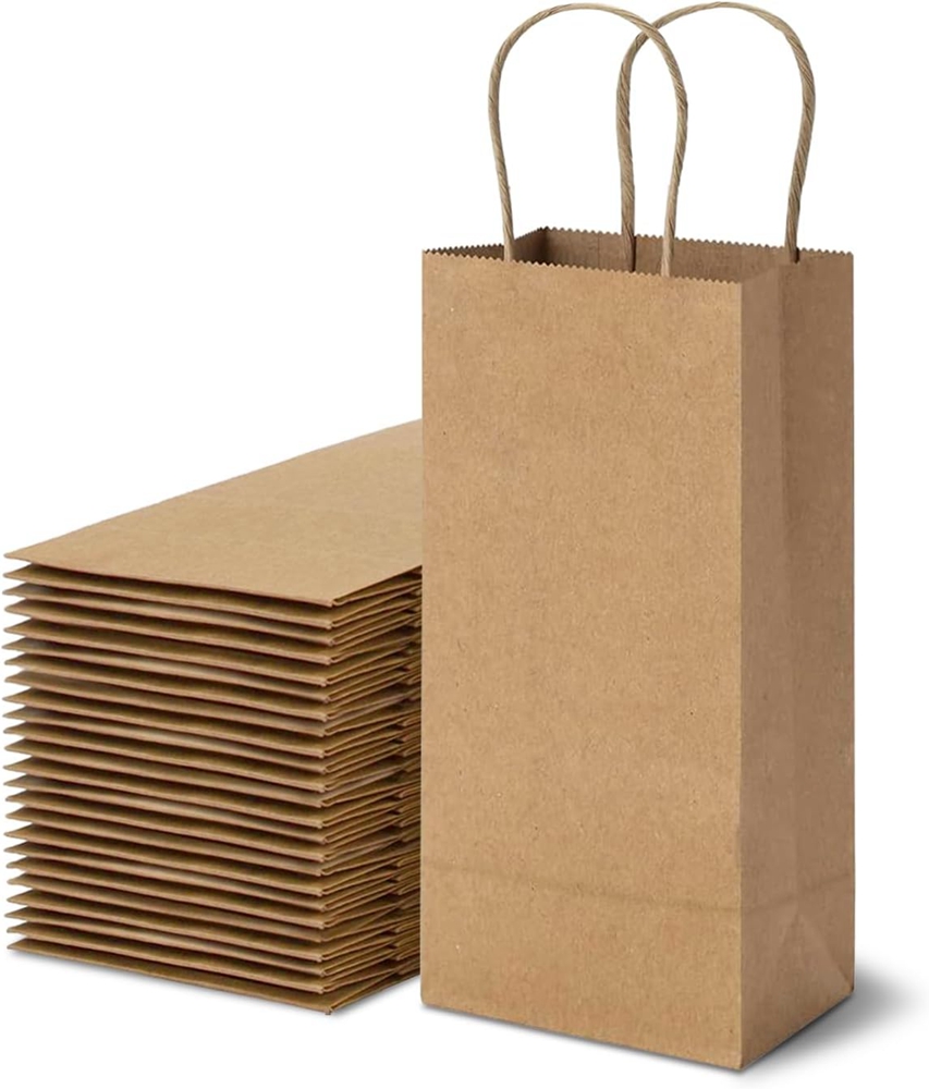 Customized Logo Gravure printing Kraft Paper Bags for Beer Wine Bottle Hand Tote Gift