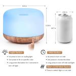 500ML Ultrasonic Mist Humidifiers 7 Color LED Lights Wood Grain Aromatherapy