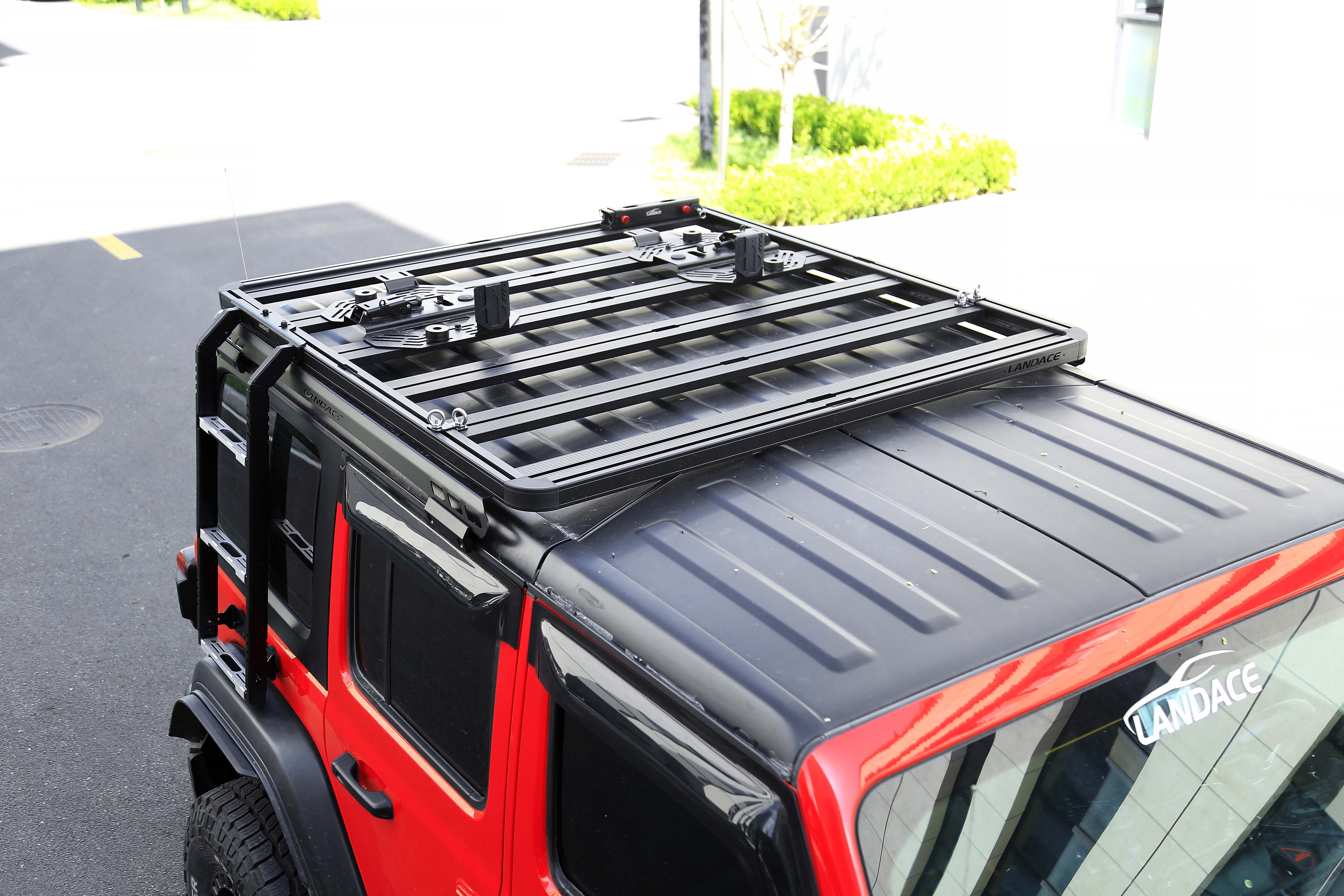 2018- WranglerJK WranglerJL CNC Machined Black Folding Side Ladder for Rubicon Jeep