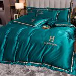 Customized Polyester Silky Bedding Set High Luxury Solid Color Duvet Cover Sheet