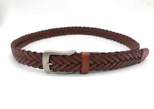 China Unisex Handmade 3.3cm First Layer Leather Braided Belt factory