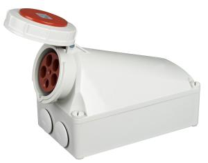 China Wall Mounted Bevel Waterproof Plug Socket 5 Pole IP67 Water Protected factory
