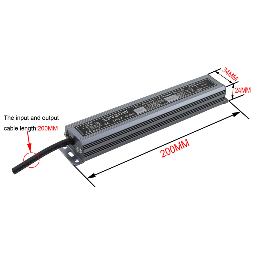12v 30w waterproof power supply IP67 with coffee color LED transformer Adapter for LED Light