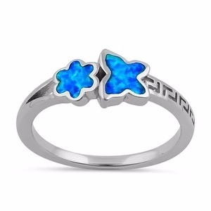 925 With Sterling Silver High Quality Blue Opal Greek White Lab Opal Engagenent Ring For Girls