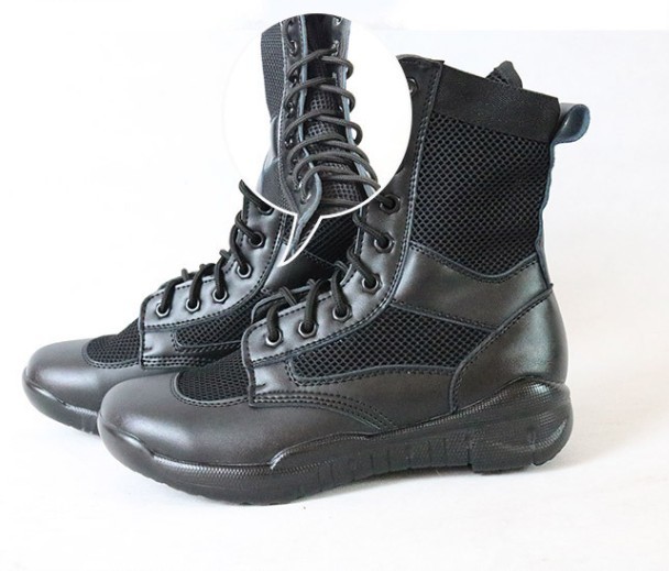 Black Genuine Leather Combat Tactical Boots Size 38-45