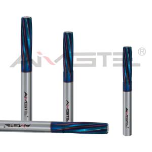 China 4 Flutes Left Hand Spiral Reamer Bule Nano Coating Tungsten Carbide Reamer H7 factory