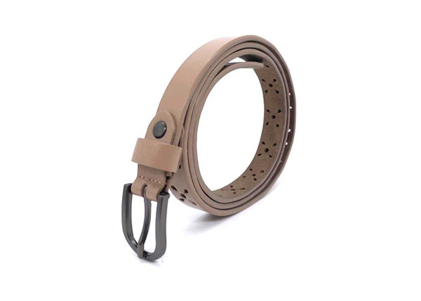 3/4" (18mm) Women's Fashion Leather Belts Skinny Perforated Floral Hollow Out One Piece Cowhide Full Grain