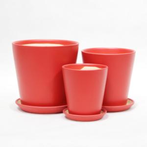 China Glossy Single Lightweight Indoor Ceramic Pots With Drainage Tray factory