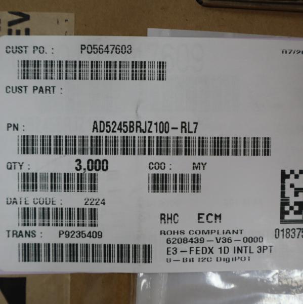 AD5245BRJZ100-RL7 Digital Potentiometer 293D225X0016A2T G691L308T73UF 256