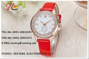 China Classic charming watch ladies watch with rose gold alloy case and gunuine leather band factory