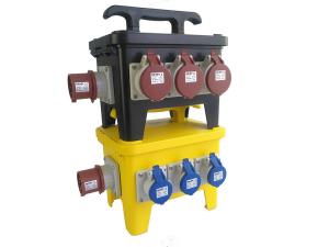 China 12 Poles Mobile Power Distribution Box , Black Industrial Temp Power Spider Box factory